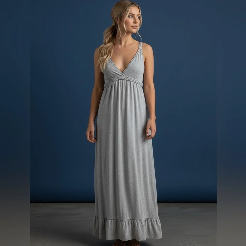 Y2K vintage Abercrombie & Fitch Gray lined Maxi Dress Cottagecore prairie scandi